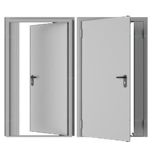 Дверь DoorHan/1650/2050/Техническая/двухств./глухая/глад./глад./RAL7035/лев./угл. рама, DTG1/1650/2050/7035/L/N
