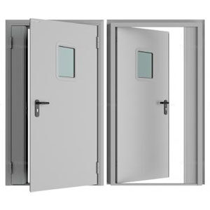 Дверь DoorHan/1150/2050/Противопож.EI60/двухств./остеклен./глад./глад./RAL7035/прав./угл. рама, DPO601/1150/2050/7035/R/N