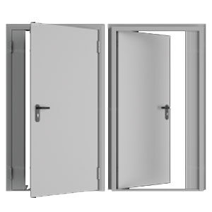 Дверь DoorHan/1250/2050/Противопож.EI60/двухств./глухая/глад./глад./RAL7035/прав./угл. рама, DPG60/1250/2050/7035/R/N