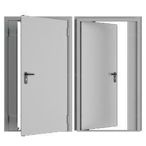 Дверь DoorHan/1750/2050/Техническая/двухств./глухая/глад./глад./RAL7035/прав./угл. рама, DTG/1750/2050/7035/R/N